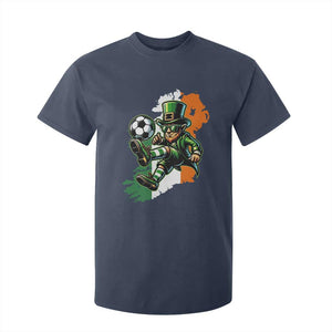Funny Leprechaun Playing Soccer T Shirt For Kid St Patricks Day TS12 Navy Print Your Wear