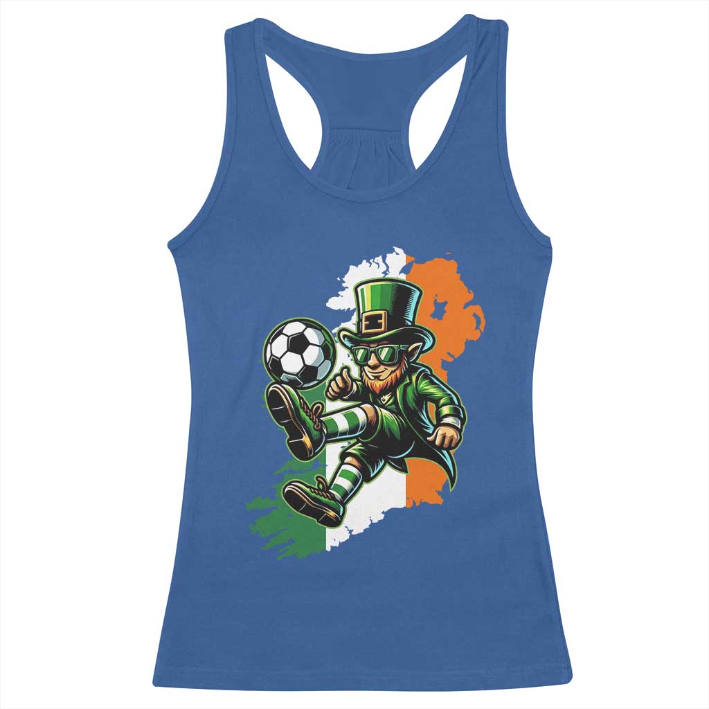 Funny Leprechaun Playing Soccer Racerback Tank Top St Patricks Day TS12 Royal Blue Print Your Wear