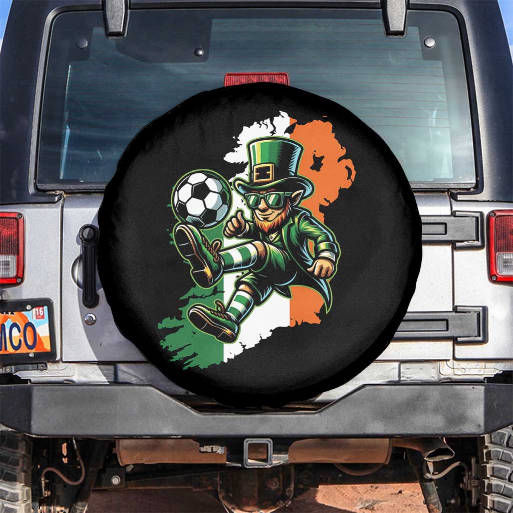 Funny Leprechaun Playing Soccer Spare Tire Cover St Patricks Day TS12 No hole Black Print Your Wear