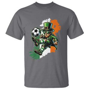 Funny Leprechaun Playing Soccer T Shirt St Patricks Day TS12 Charcoal Print Your Wear