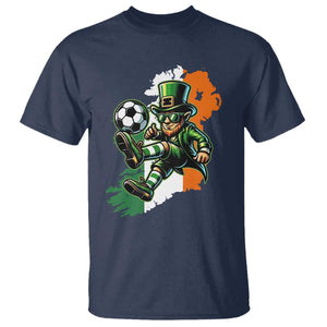 Funny Leprechaun Playing Soccer T Shirt St Patricks Day TS12 Navy Print Your Wear