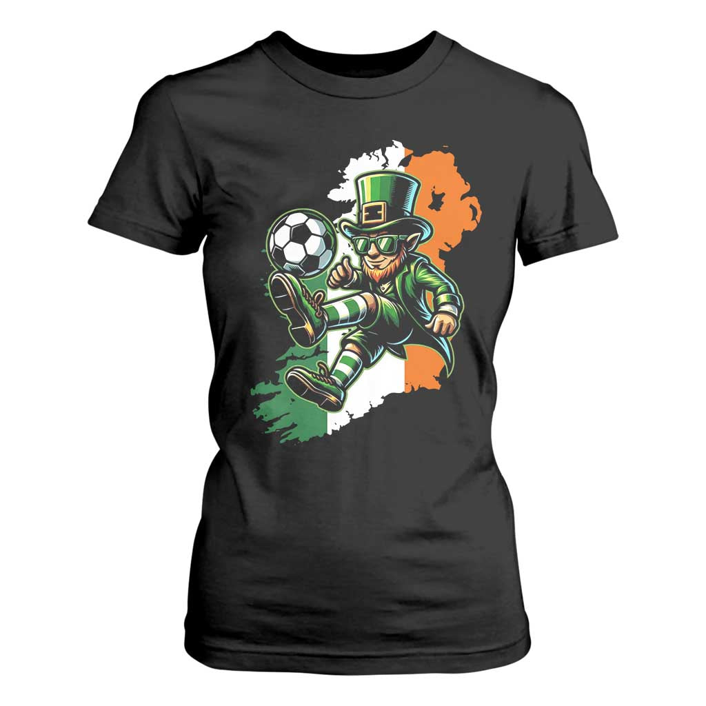 Funny Leprechaun Playing Soccer T Shirt For Women St Patricks Day TS12 Black Print Your Wear