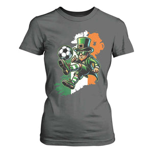 Funny Leprechaun Playing Soccer T Shirt For Women St Patricks Day TS12 Dark Heather Print Your Wear