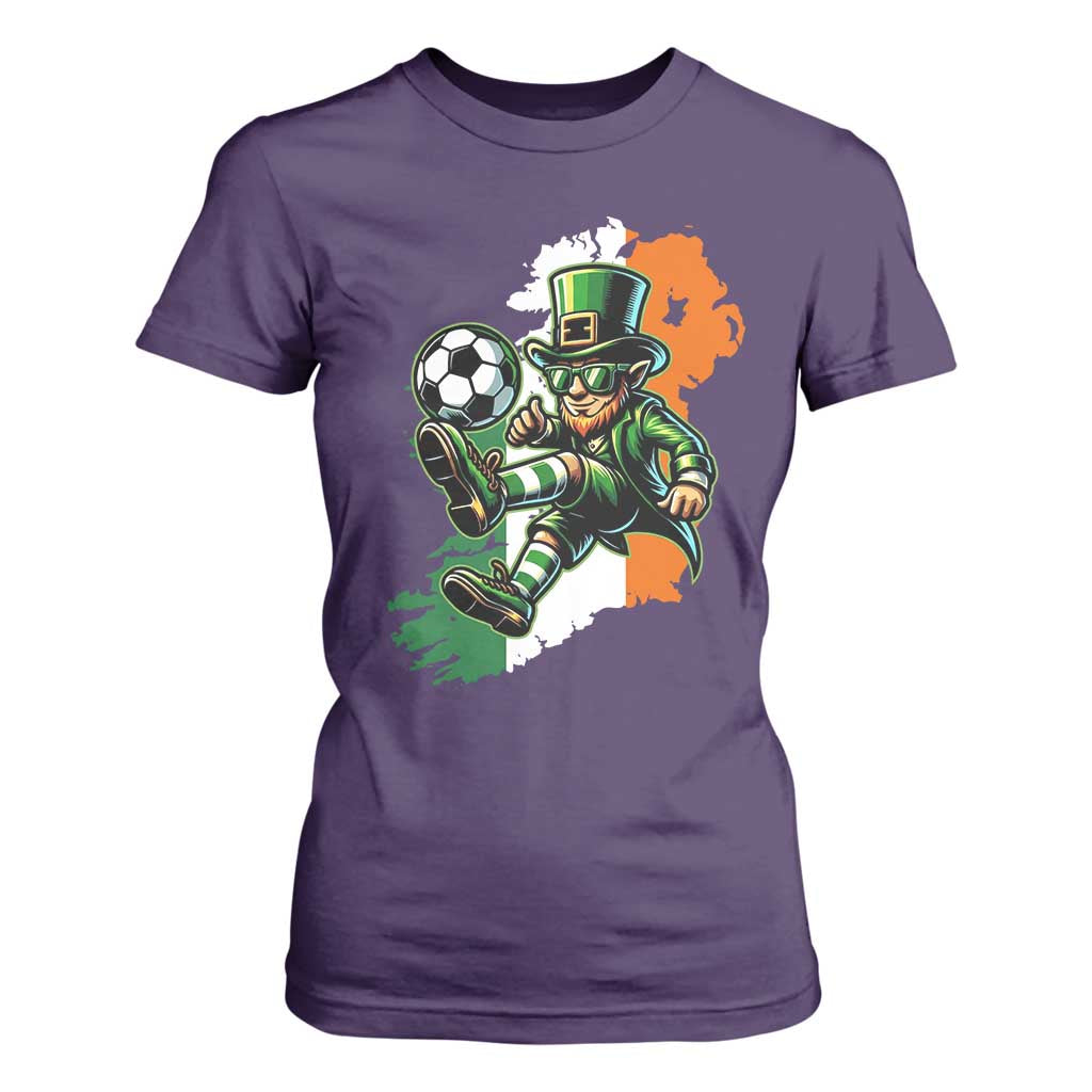 Funny Leprechaun Playing Soccer T Shirt For Women St Patricks Day TS12 Purple Print Your Wear