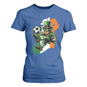 Funny Leprechaun Playing Soccer T Shirt For Women St Patricks Day TS12 Royal Blue Print Your Wear
