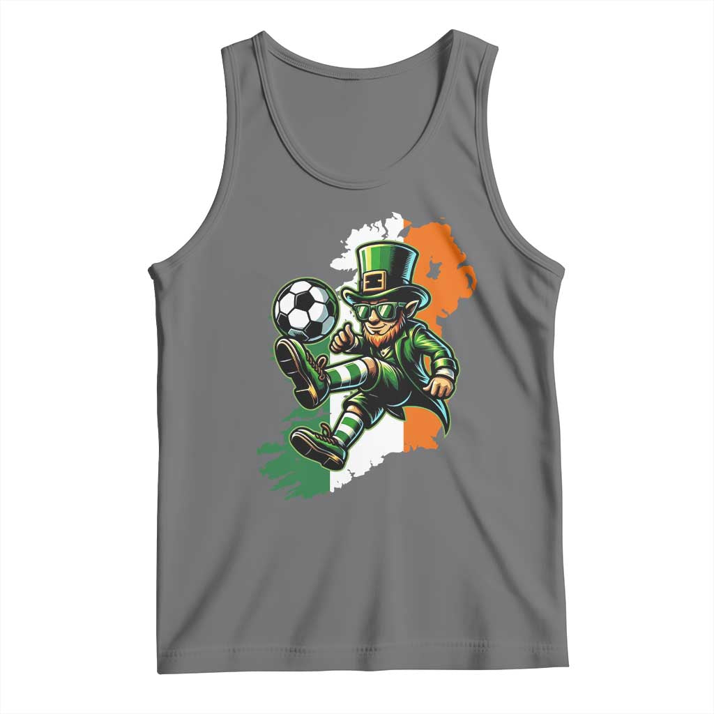 Funny Leprechaun Playing Soccer Tank Top St Patricks Day TS12 Black Heather Print Your Wear