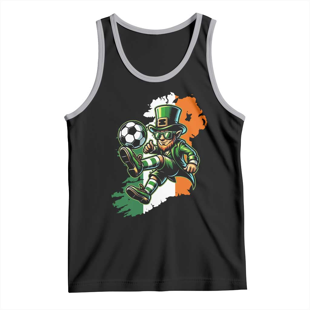 Funny Leprechaun Playing Soccer Tank Top St Patricks Day TS12 Black Athletic Heather Print Your Wear