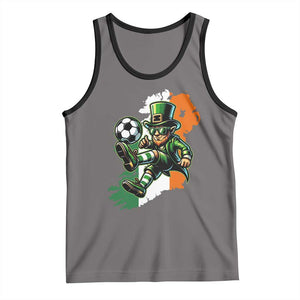 Funny Leprechaun Playing Soccer Tank Top St Patricks Day TS12 Deep Heather Black Print Your Wear