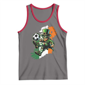 Funny Leprechaun Playing Soccer Tank Top St Patricks Day TS12 Deep Heather Red Print Your Wear