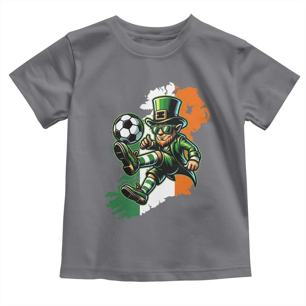 Funny Leprechaun Playing Soccer Toddler T Shirt St Patricks Day TS12 Charcoal Print Your Wear