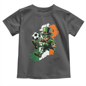 Funny Leprechaun Playing Soccer Toddler T Shirt St Patricks Day TS12 Dark Heather Print Your Wear
