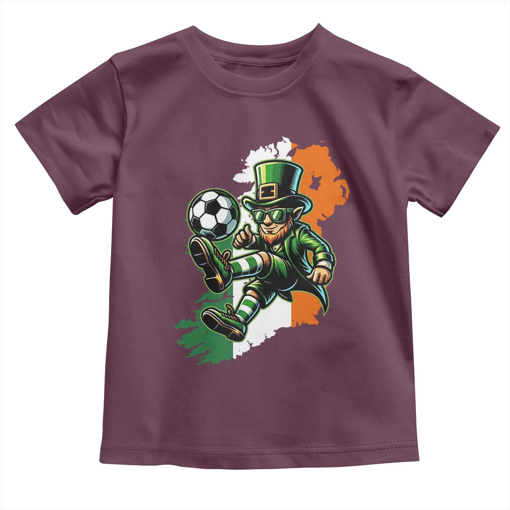 Funny Leprechaun Playing Soccer Toddler T Shirt St Patricks Day TS12 Maroon Print Your Wear