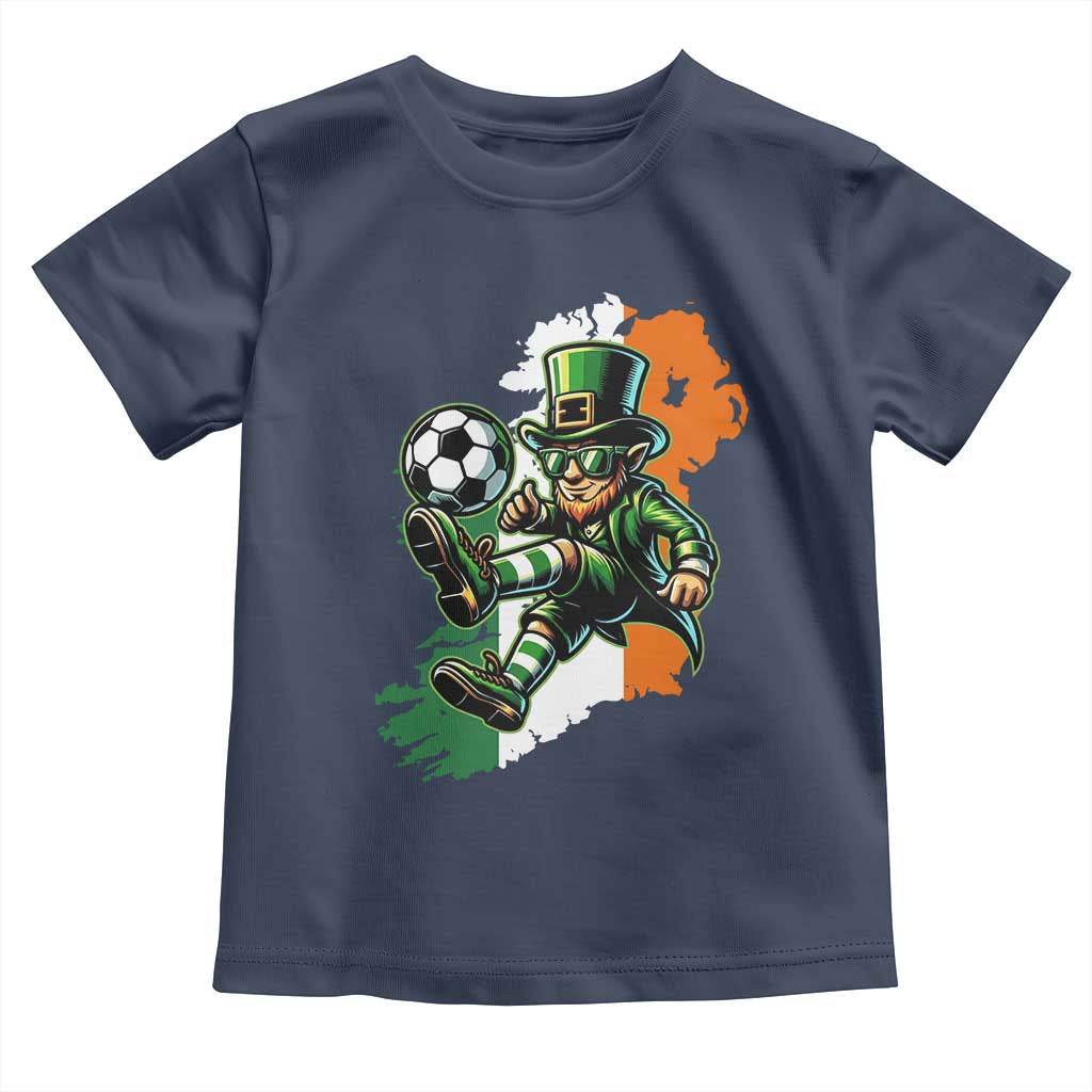 Funny Leprechaun Playing Soccer Toddler T Shirt St Patricks Day TS12 Navy Print Your Wear