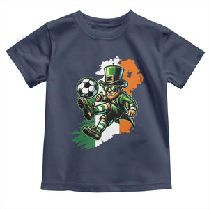 Funny Leprechaun Playing Soccer Toddler T Shirt St Patricks Day TS12 Navy Print Your Wear