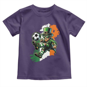 Funny Leprechaun Playing Soccer Toddler T Shirt St Patricks Day TS12 Purple Print Your Wear