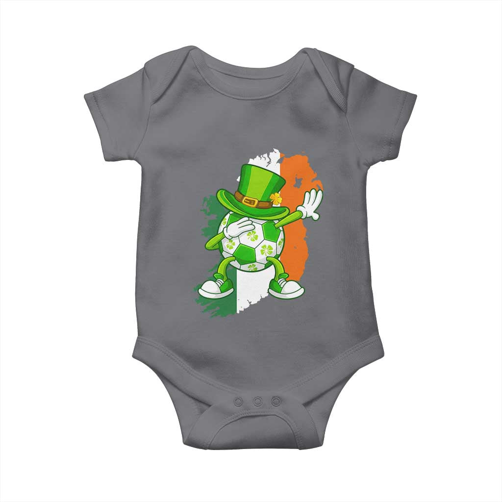 Funny Dabbing Soccer Ball Baby Onesie St Patricks Day TS12 Charcoal Print Your Wear