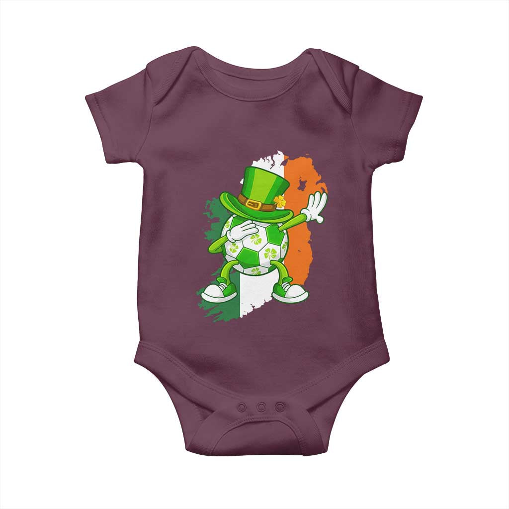 Funny Dabbing Soccer Ball Baby Onesie St Patricks Day TS12 Maroon Print Your Wear