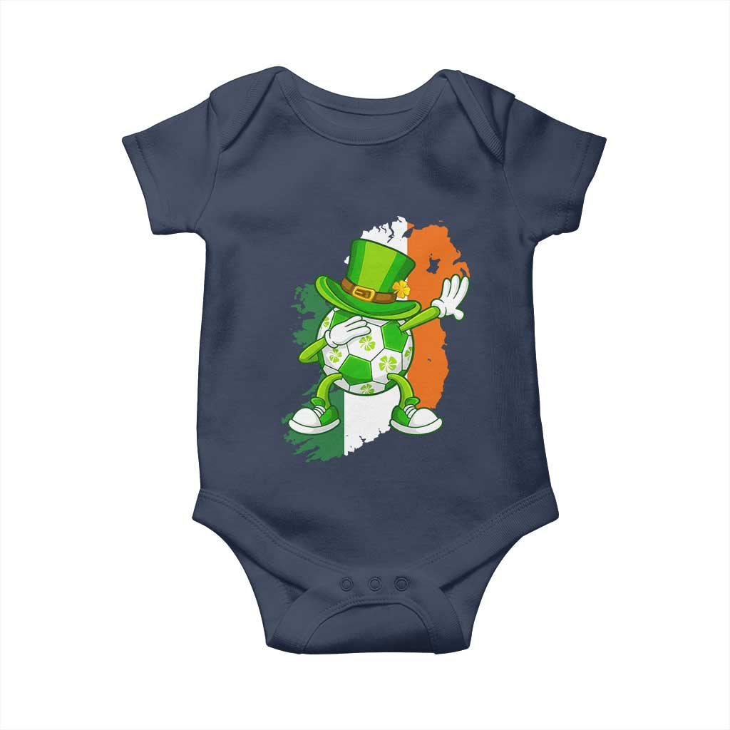 Funny Dabbing Soccer Ball Baby Onesie St Patricks Day TS12 Navy Print Your Wear