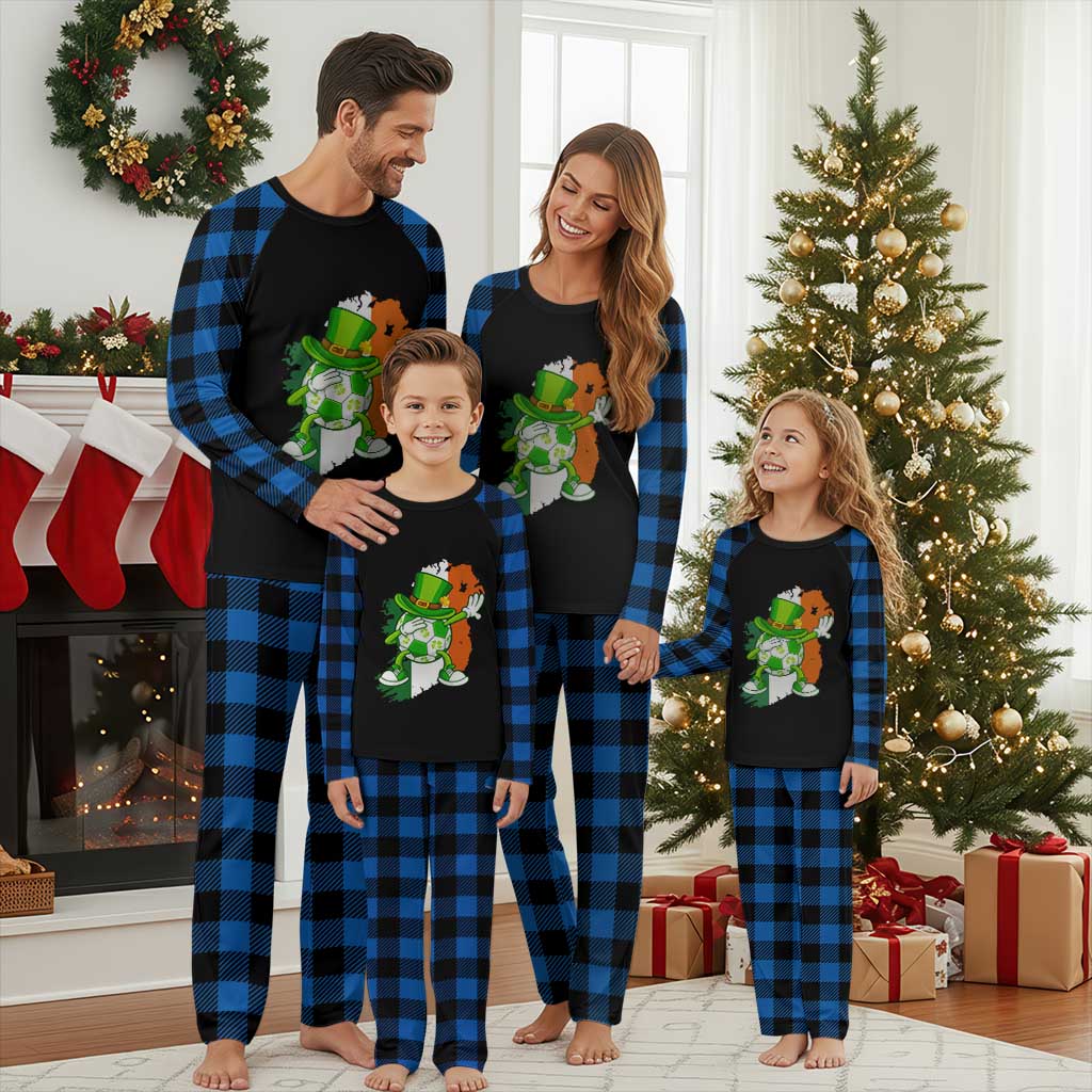Funny Dabbing Soccer Ball Plaid Pajama Set St Patricks Day TS12 Blue Plaid Print Your Wear