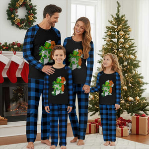 Funny Dabbing Soccer Ball Plaid Pajama Set St Patricks Day TS12 Blue Plaid Print Your Wear