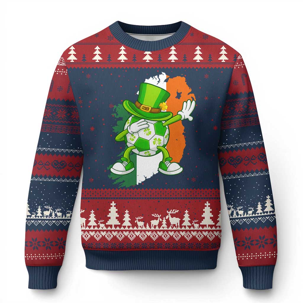 Funny Dabbing Soccer Ball Ugly Christmas Sweater St Patricks Day TS12 Navy Red Print Your Wear