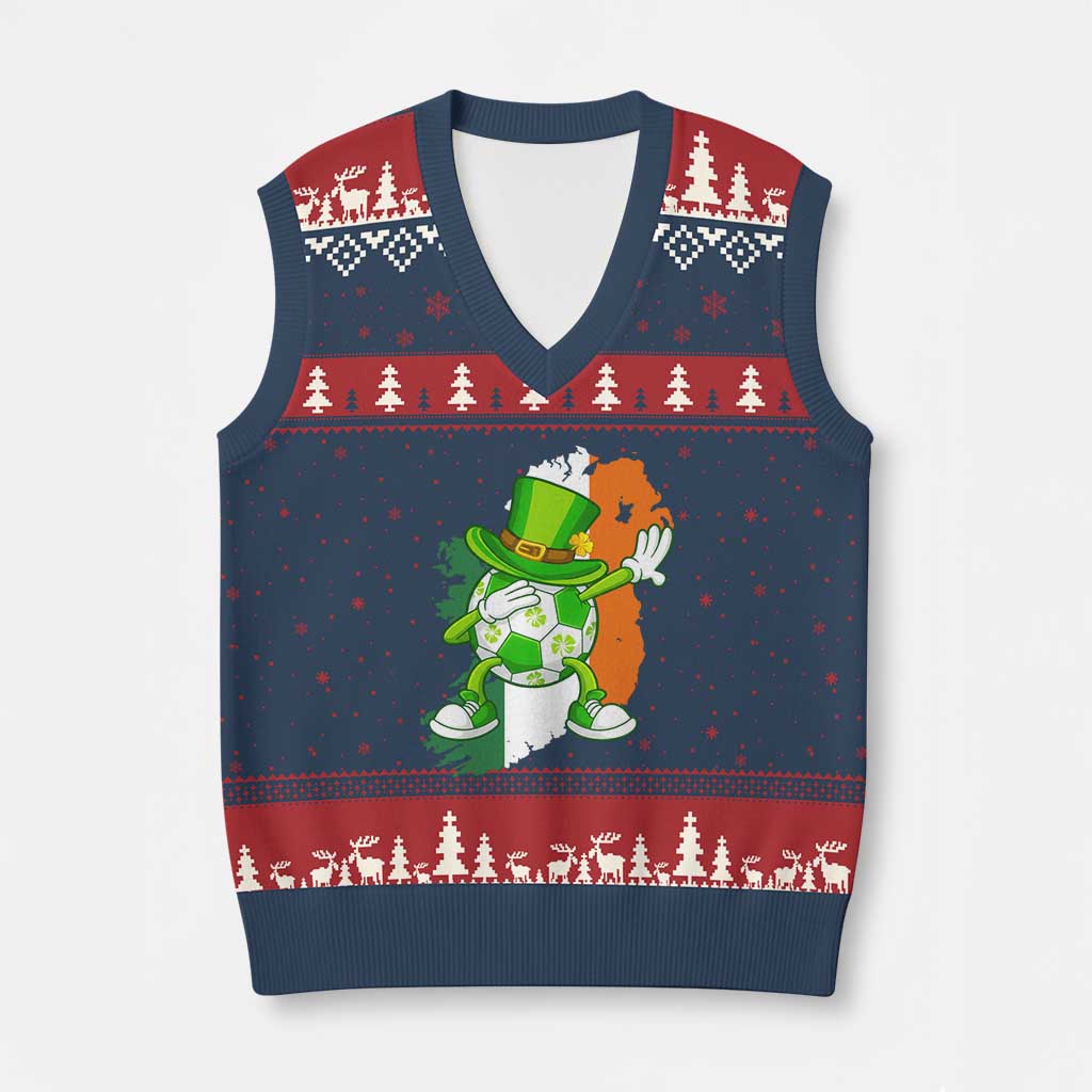 Funny Dabbing Soccer Ball V-Neck Knit Sweater Vest St Patricks Day TS12 Navy Red Print Your Wear