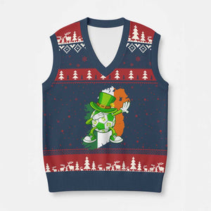 Funny Dabbing Soccer Ball V-Neck Knit Sweater Vest St Patricks Day TS12 Navy Red Print Your Wear