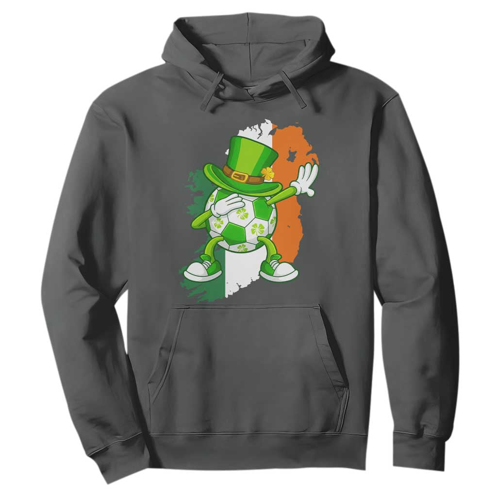 Funny Dabbing Soccer Ball Hoodie St Patricks Day TS12 Dark Heather Print Your Wear