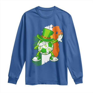 Funny Dabbing Soccer Ball Long Sleeve Shirt St Patricks Day TS12 Royal Blue Print Your Wear