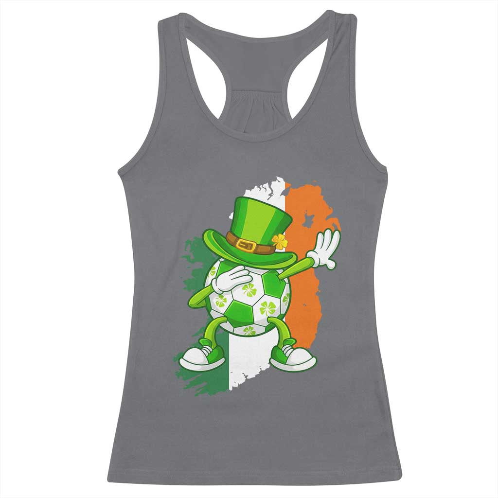 Funny Dabbing Soccer Ball Racerback Tank Top St Patricks Day TS12 Charcoal Print Your Wear