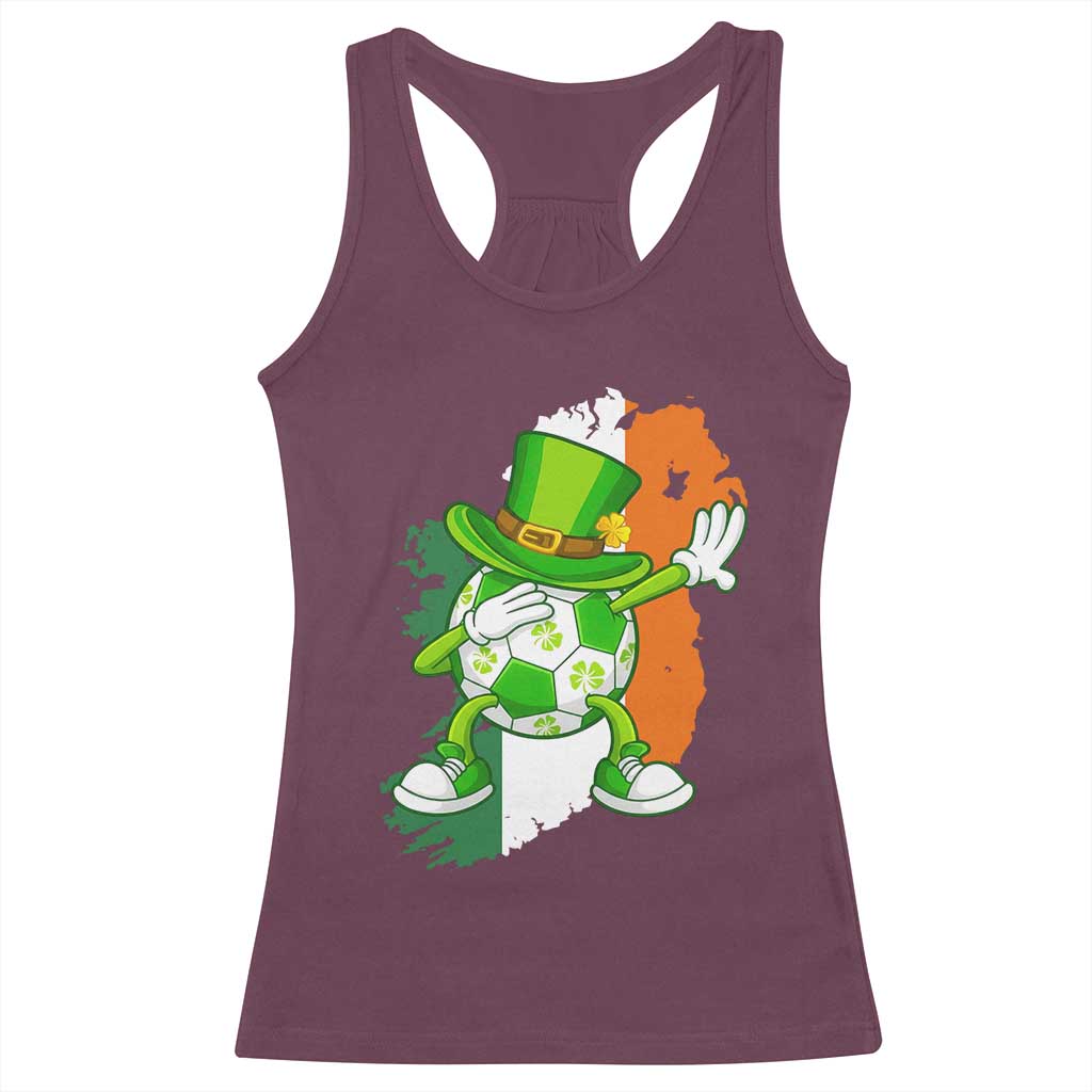 Funny Dabbing Soccer Ball Racerback Tank Top St Patricks Day TS12 Maroon Print Your Wear