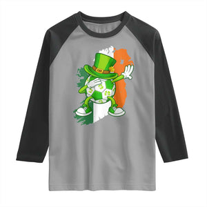 Funny Dabbing Soccer Ball Raglan Shirt St Patricks Day TS12 Sport Gray Black Print Your Wear