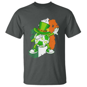 Funny Dabbing Soccer Ball T Shirt St Patricks Day TS12 Dark Heather Print Your Wear