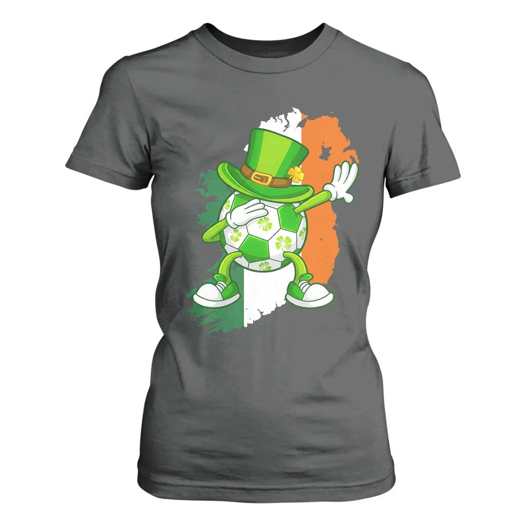 Funny Dabbing Soccer Ball T Shirt For Women St Patricks Day TS12 Dark Heather Print Your Wear