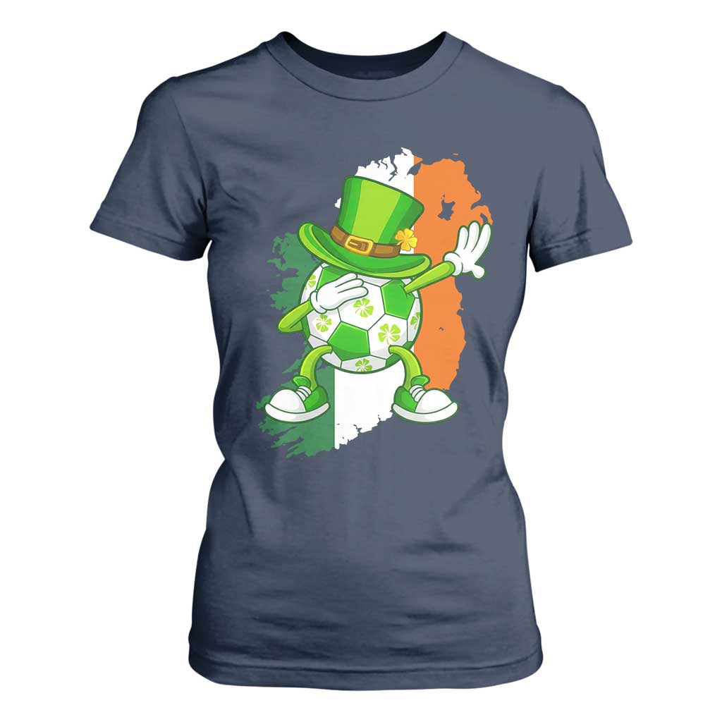 Funny Dabbing Soccer Ball T Shirt For Women St Patricks Day TS12 Navy Print Your Wear