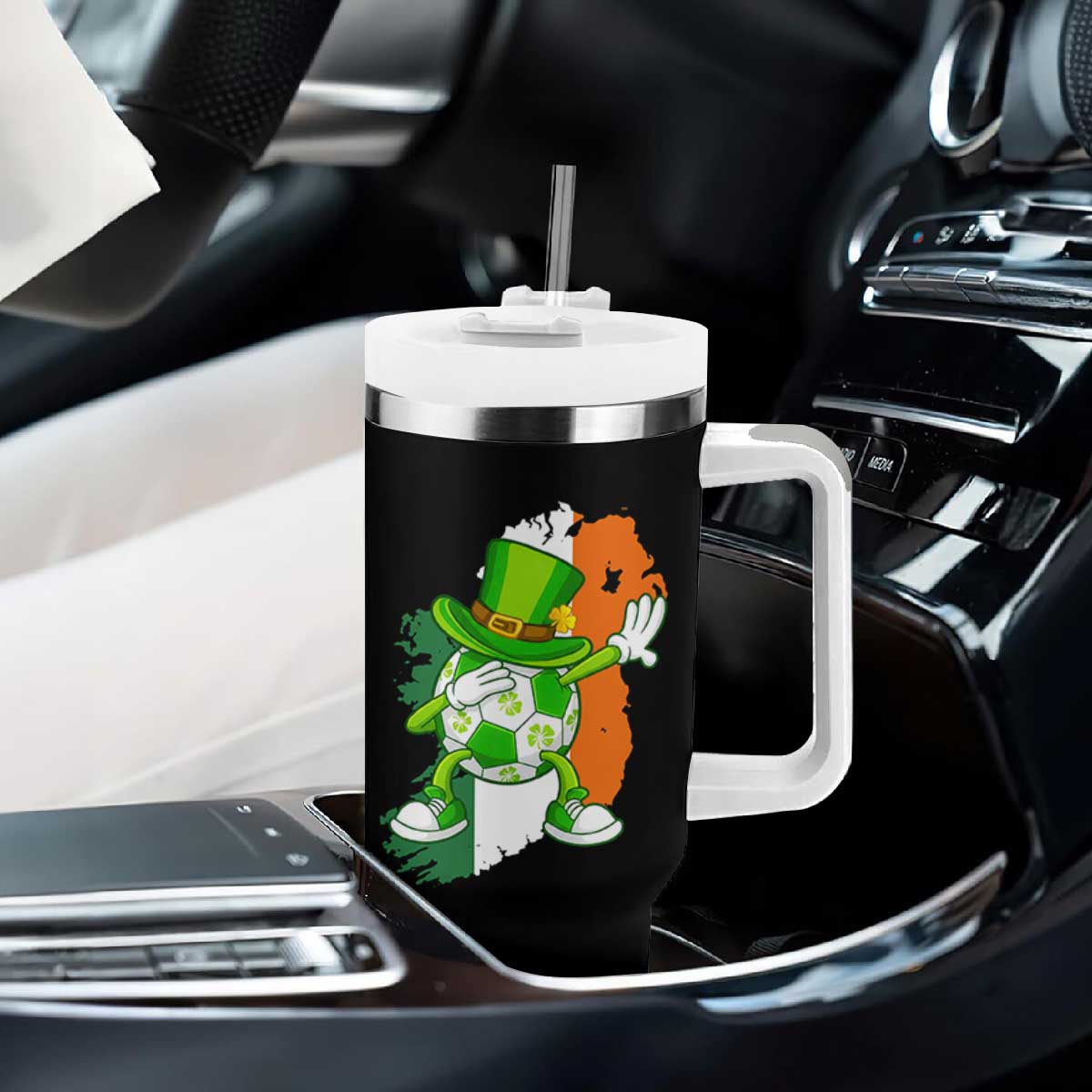 Funny Dabbing Soccer Ball Tumbler With Handle St Patricks Day TS12 Print Your Wear
