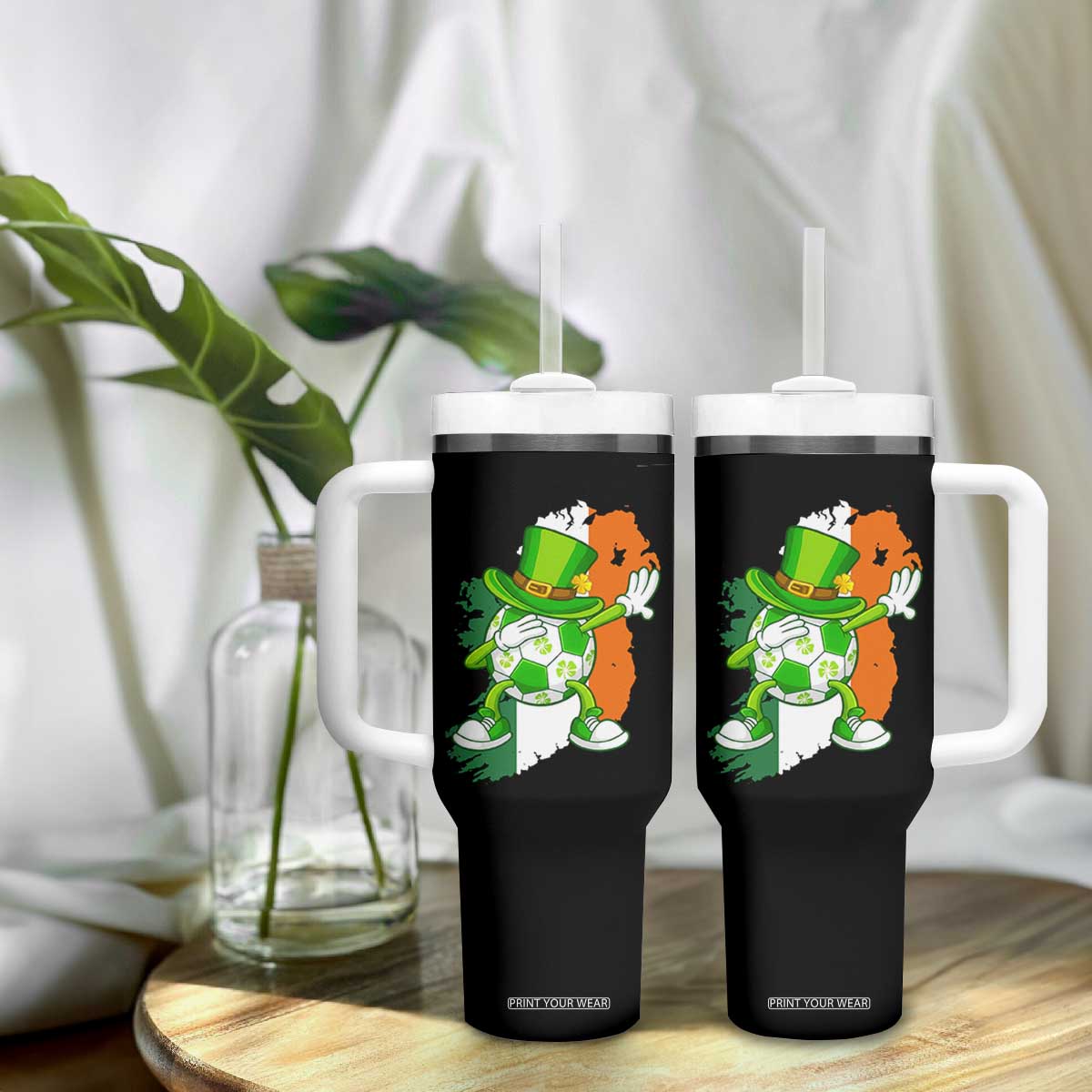 Funny Dabbing Soccer Ball Tumbler With Handle St Patricks Day TS12 Print Your Wear