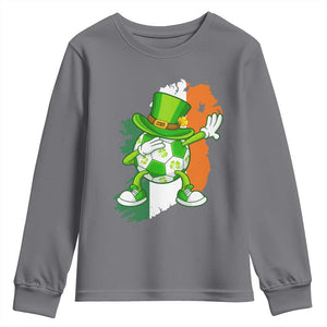 Funny Dabbing Soccer Ball Youth Sweatshirt St Patricks Day TS12 Charcoal Print Your Wear