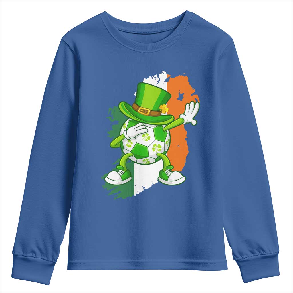 Funny Dabbing Soccer Ball Youth Sweatshirt St Patricks Day TS12 Royal Blue Print Your Wear