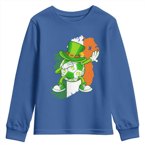 Funny Dabbing Soccer Ball Youth Sweatshirt St Patricks Day TS12 Royal Blue Print Your Wear