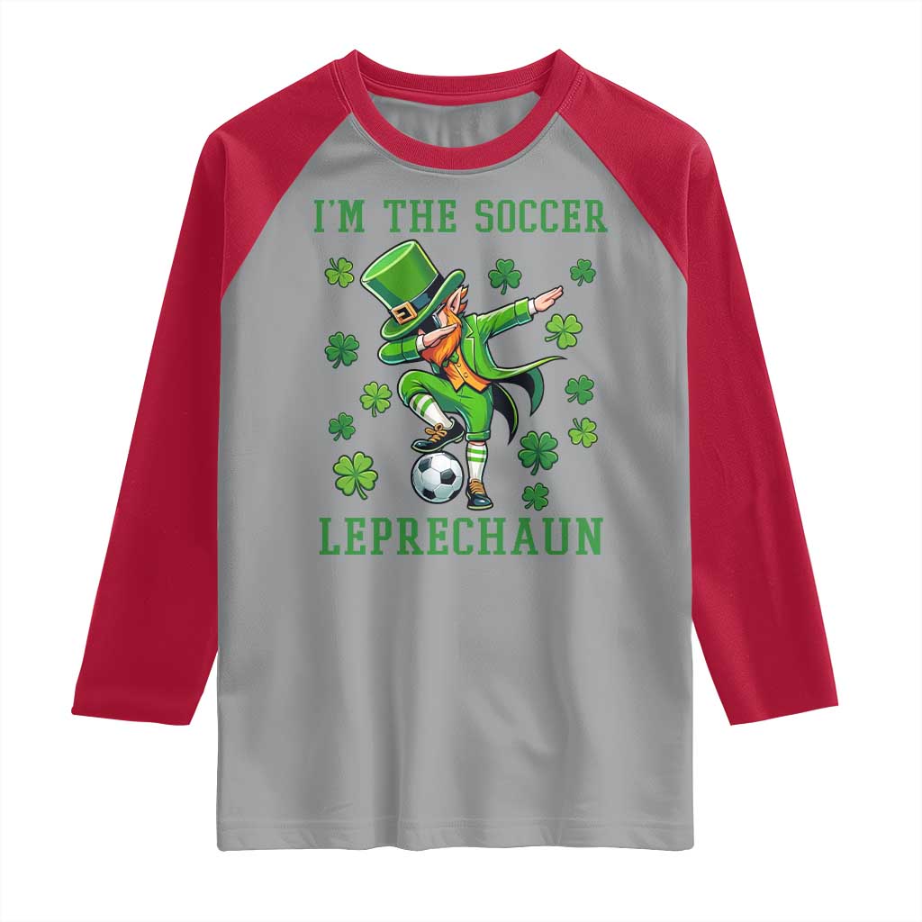I Am The Soccer Leprechaun Raglan Shirt Funny Irish Soccer TS12 Sport Gray Red Print Your Wear