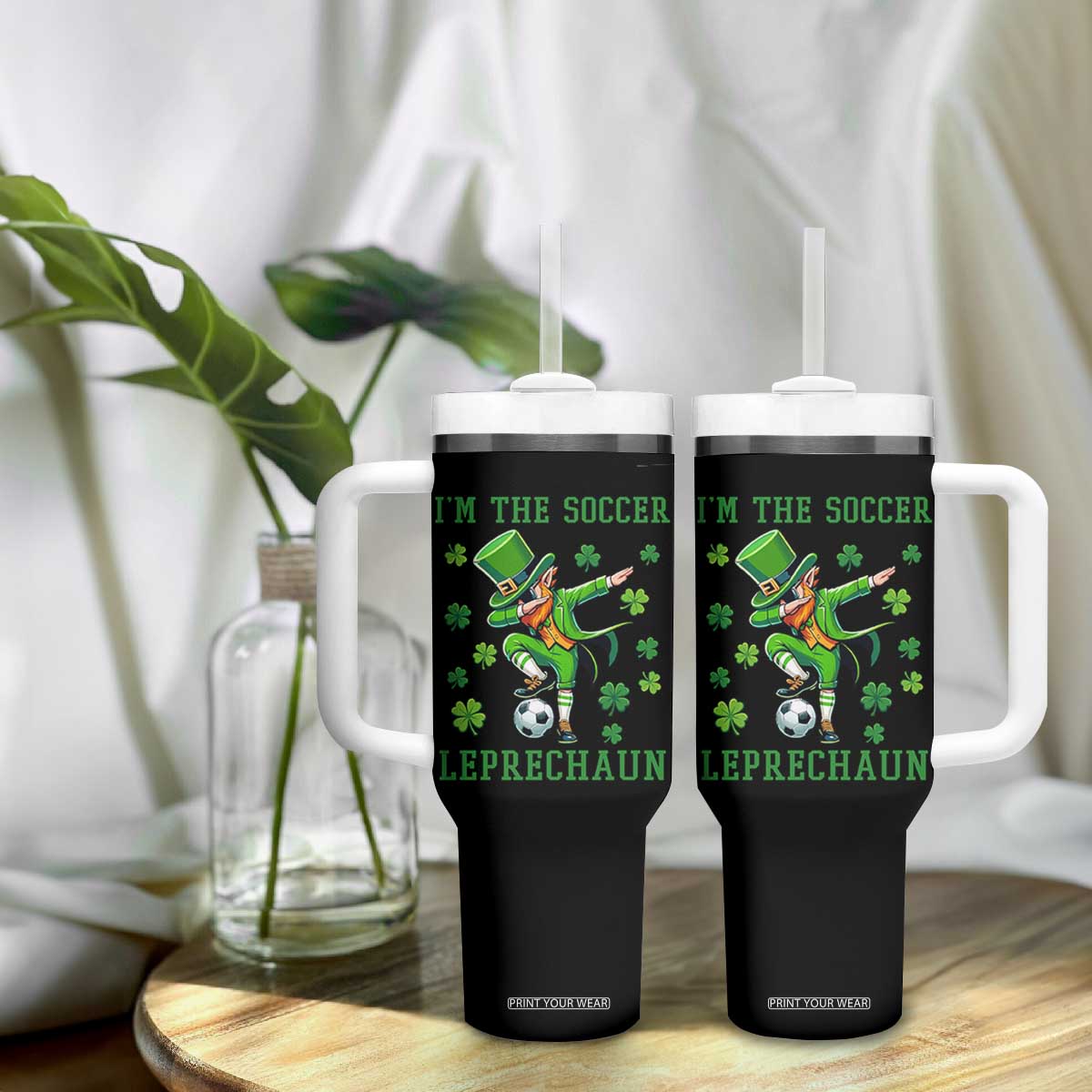 I Am The Soccer Leprechaun Tumbler With Handle Funny Irish Soccer TS12 Print Your Wear