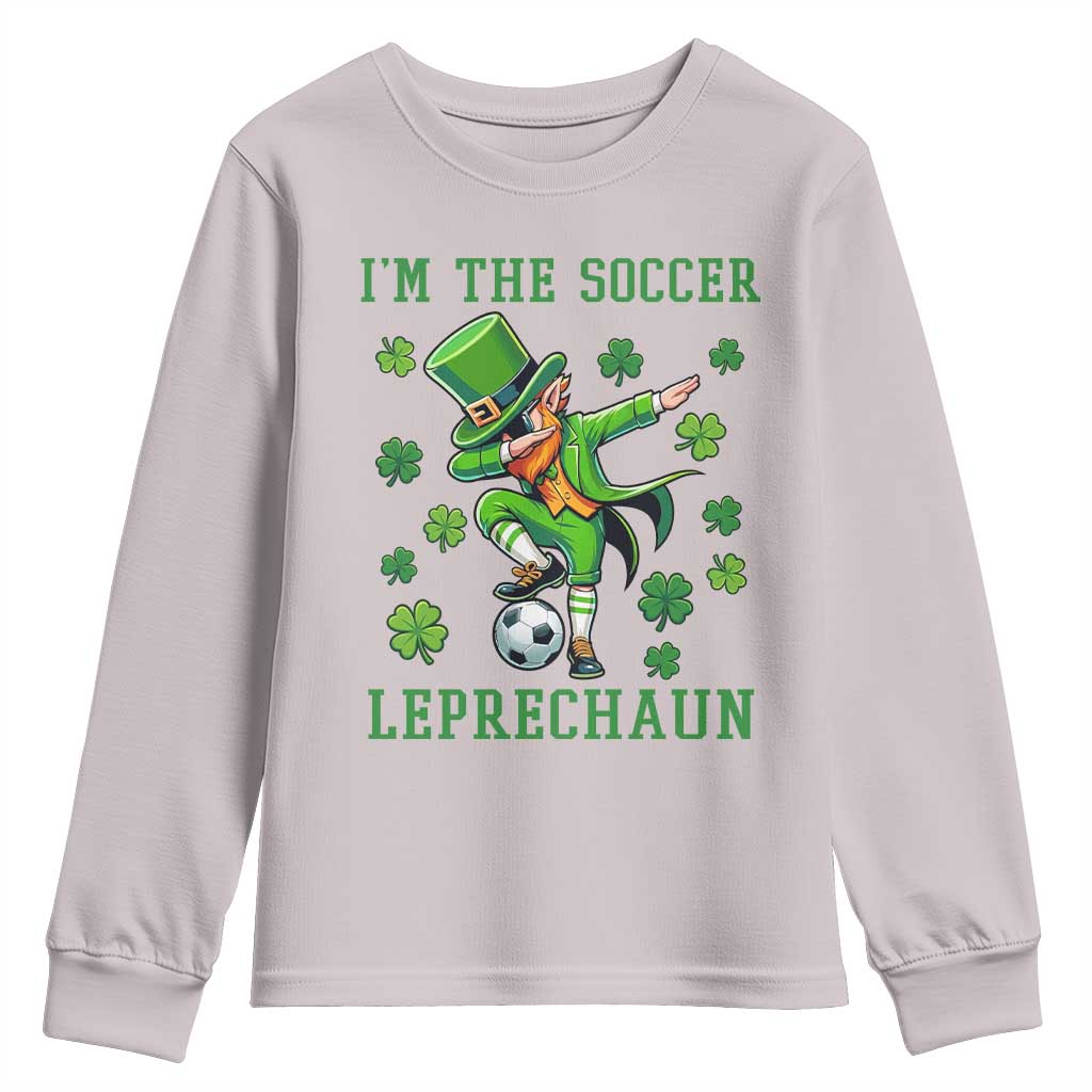 I Am The Soccer Leprechaun Youth Sweatshirt Funny Irish Soccer TS12 Ice Gray Print Your Wear