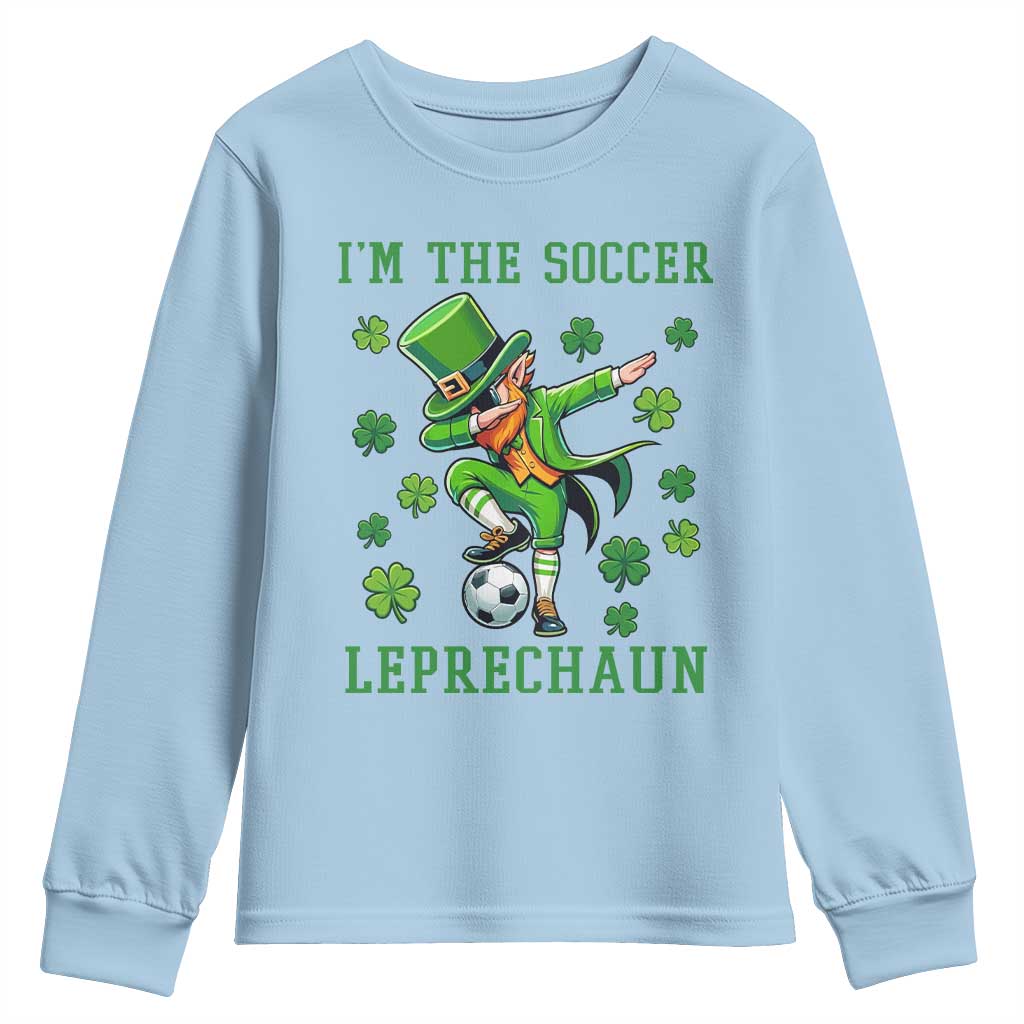 I Am The Soccer Leprechaun Youth Sweatshirt Funny Irish Soccer TS12 Light Blue Print Your Wear