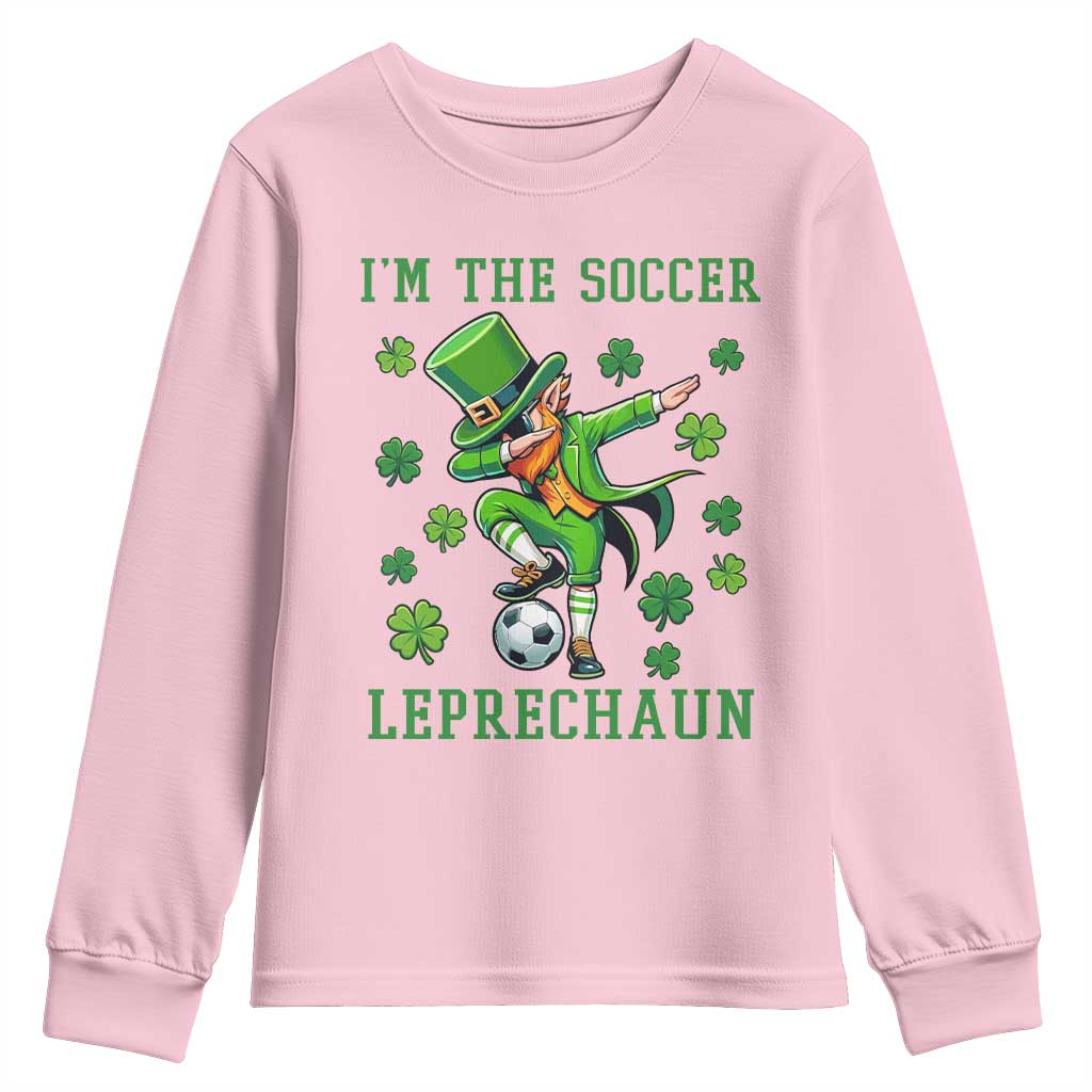 I Am The Soccer Leprechaun Youth Sweatshirt Funny Irish Soccer TS12 Light Pink Print Your Wear