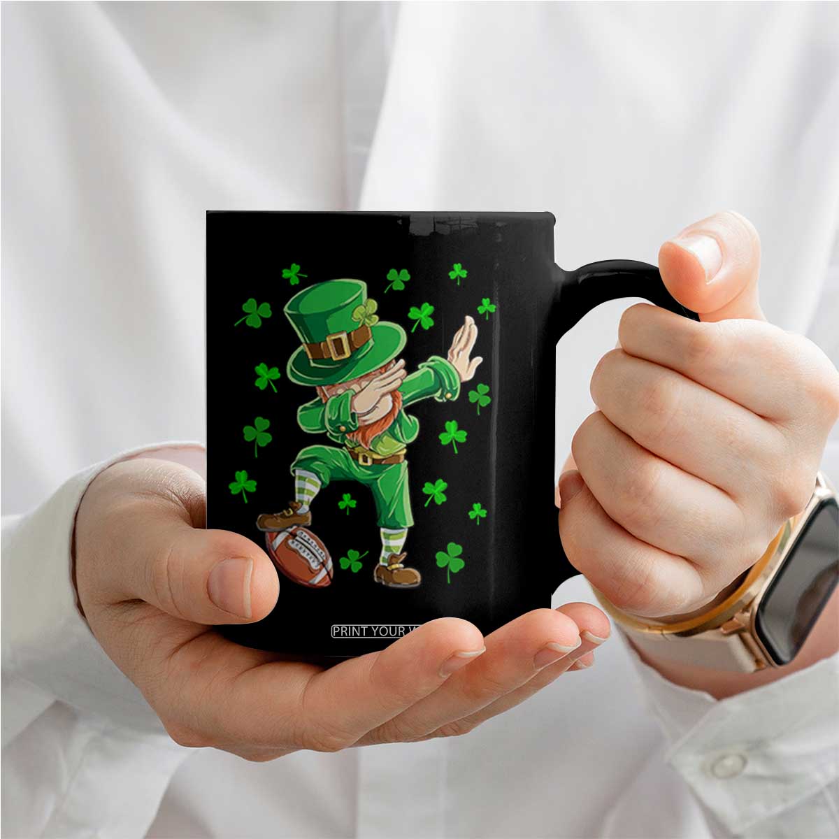Dabbing Leprechaun Football St Patricks Day Boys Men Sports T-Shirt Coffee Mug TS12 Print Your Wear