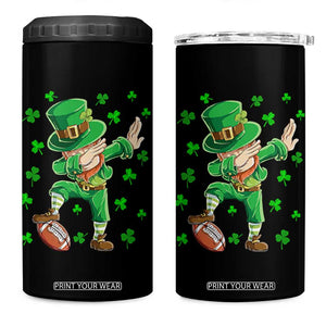 Dabbing Leprechaun Football St Patricks Day Boys Men Sports T-Shirt 4 in 1 Can Cooler Tumbler TS12 One Size: 16 oz Black Print Your Wear