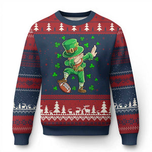Dabbing Leprechaun Football St Patricks Day Boys Men Sports T-Shirt Ugly Christmas Sweater TS12 Navy Red Print Your Wear