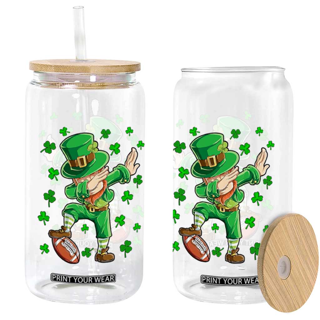Dabbing Leprechaun Football St Patricks Day Boys Men Sports T-Shirt Glass Can TS12 Print Your Wear
