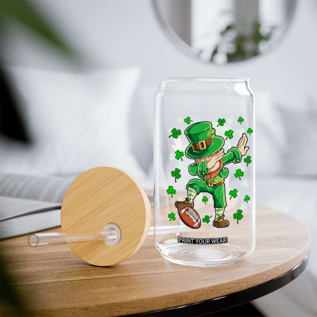 Dabbing Leprechaun Football St Patricks Day Boys Men Sports T-Shirt Glass Can TS12 Print Your Wear